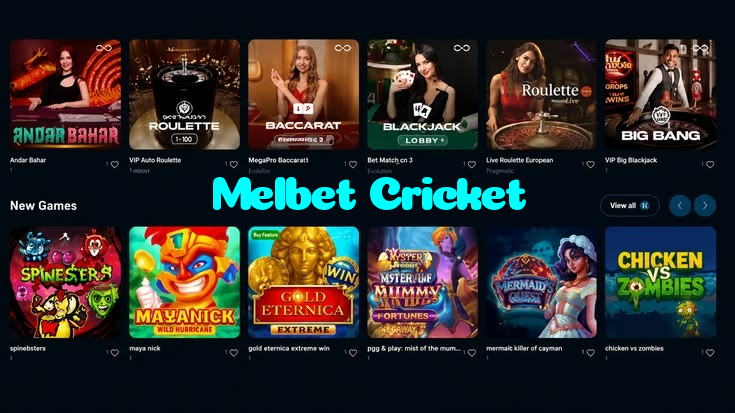 Melbet Cricket casino presented on mobile device in Pakistan with slots and live games